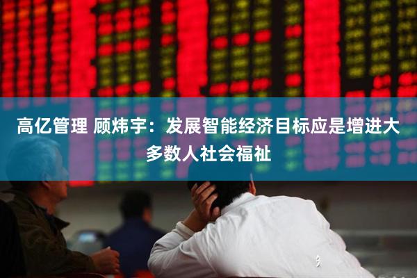 高亿管理 顾炜宇：发展智能经济目标应是增进大多数人社会福祉